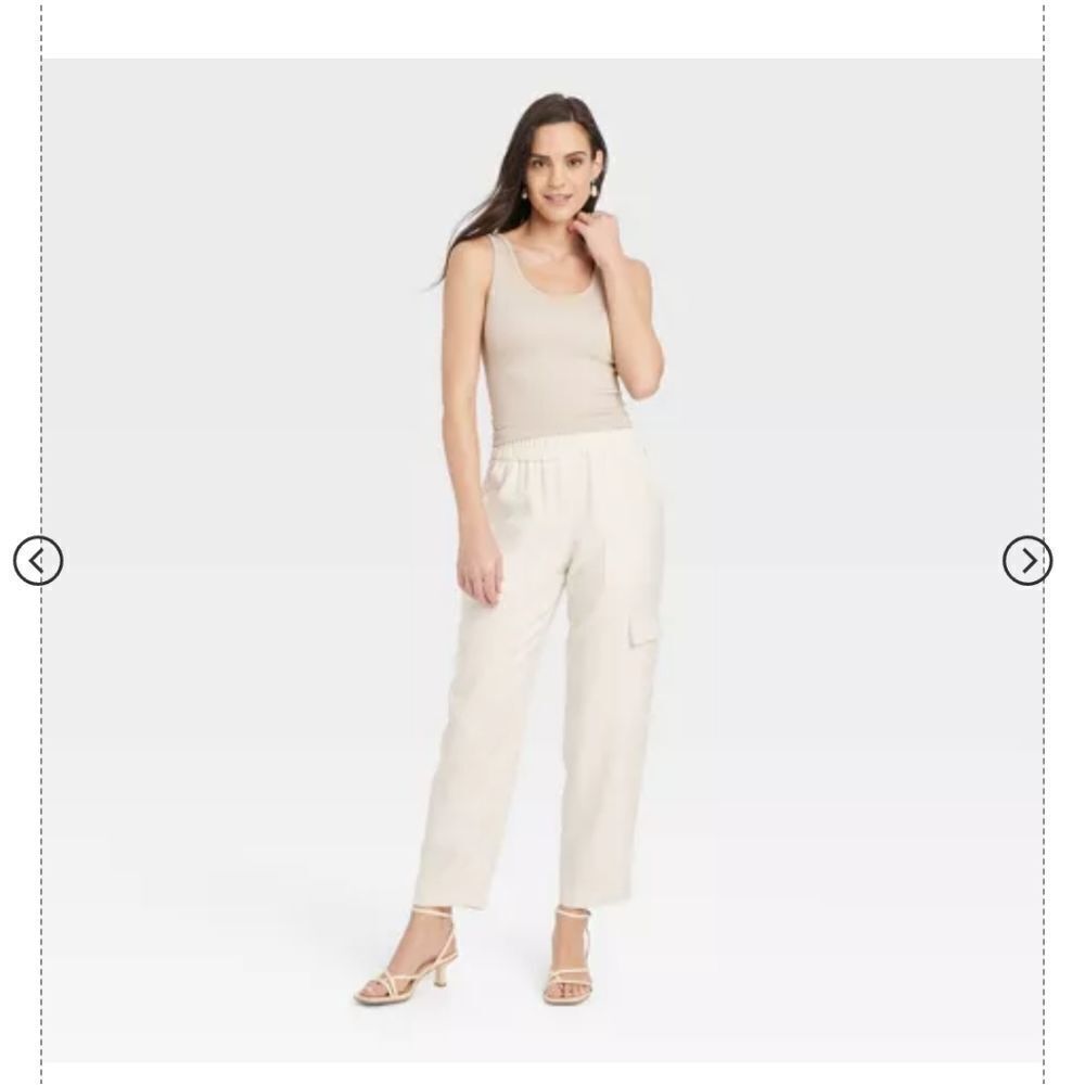 🆕👖High-Rise Ankle Cargo Pants - Cream